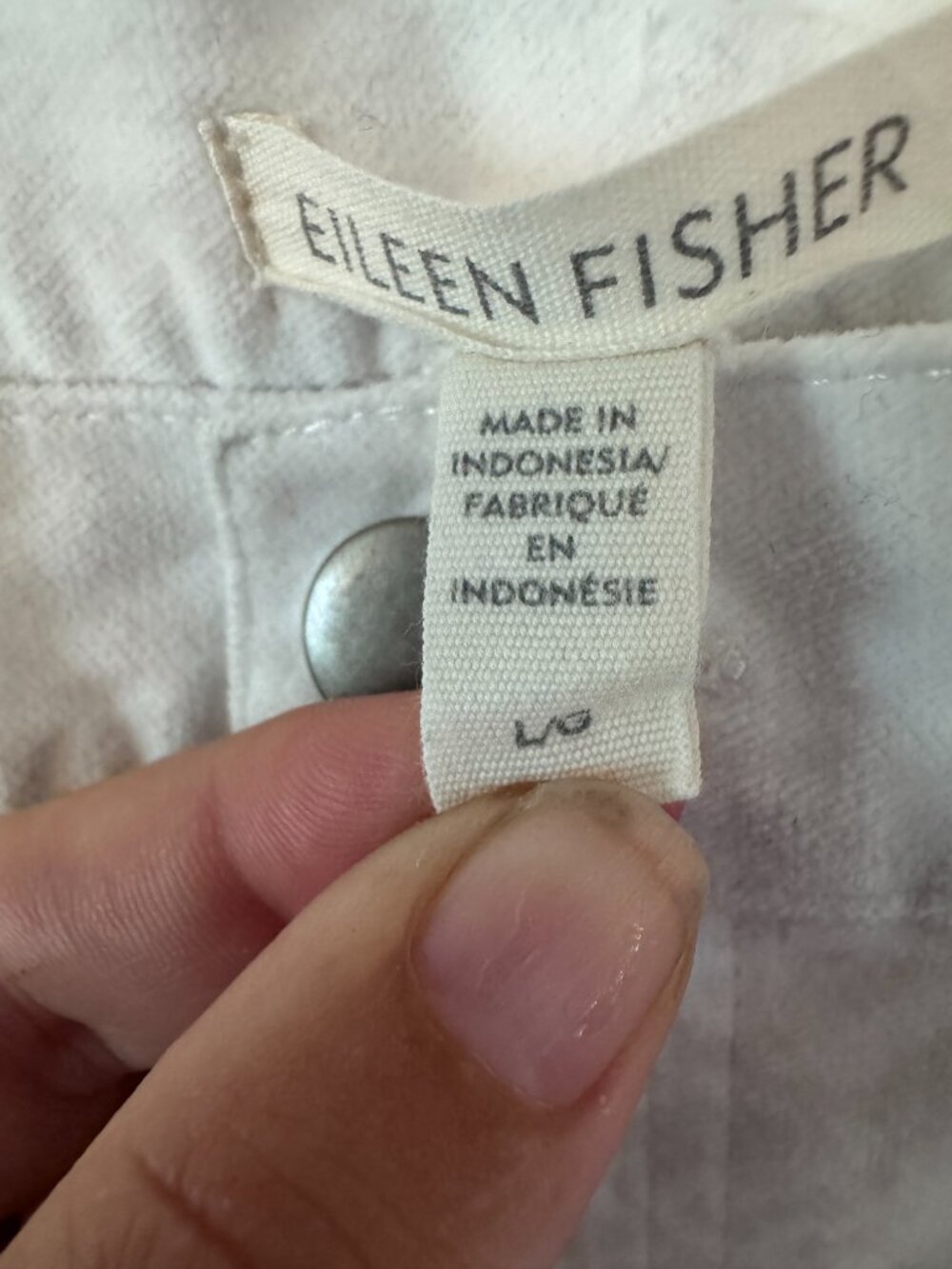 Eileen Fisher Organic Cotton Wide Leg Cropped Pants Blue - Size L - Picture 2 of 3